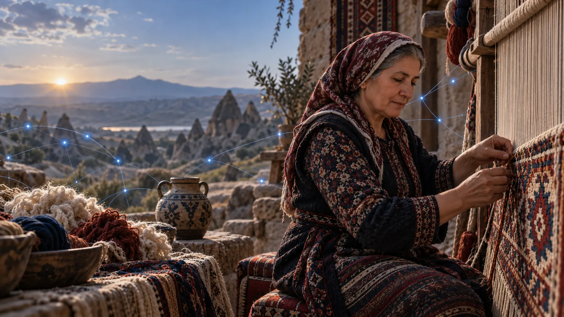 Woman artisan weaving a traditional handwoven textile